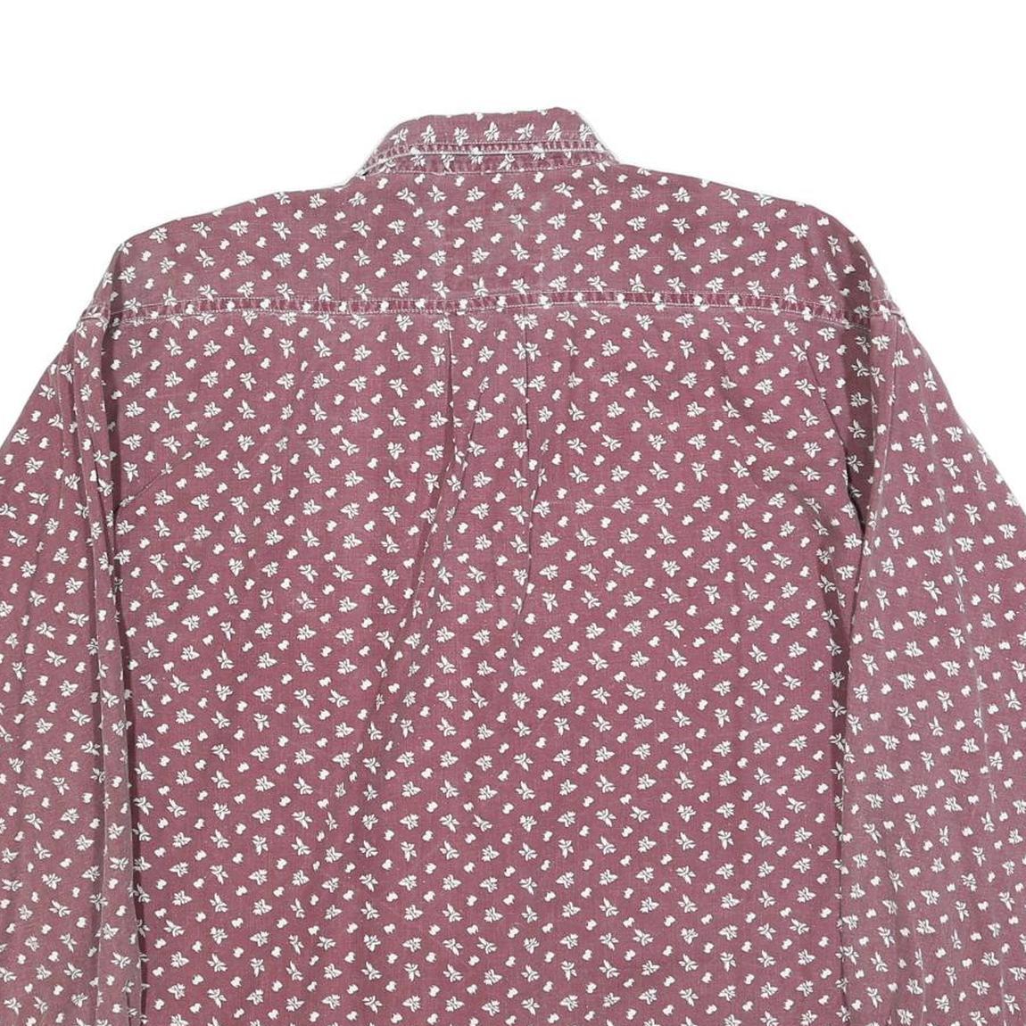 ALDO Mens Red & White Cotton Blend Shirt M Floral Pattern Long Sleeve Button