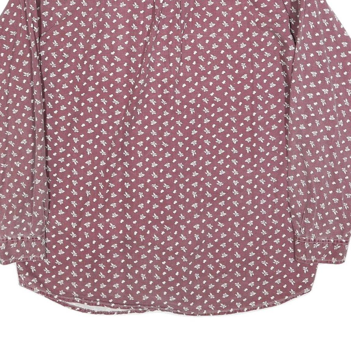 ALDO Mens Red & White Cotton Blend Shirt M Floral Pattern Long Sleeve Button
