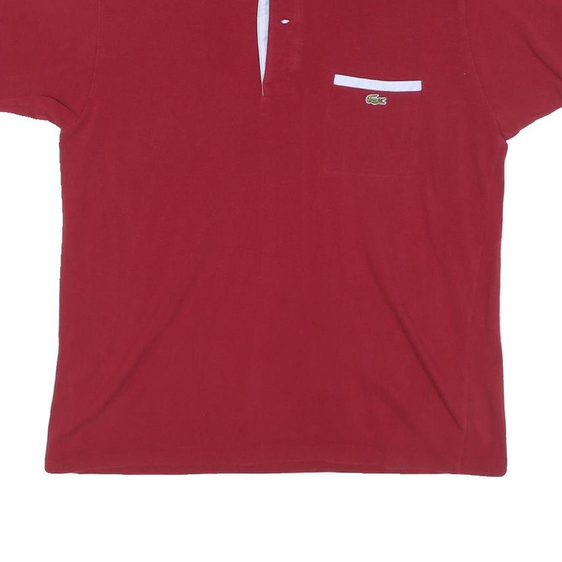 LACOSTE Mens Red Cotton Blend Pocket Short Sleeve Polo Shirt M Classic Style