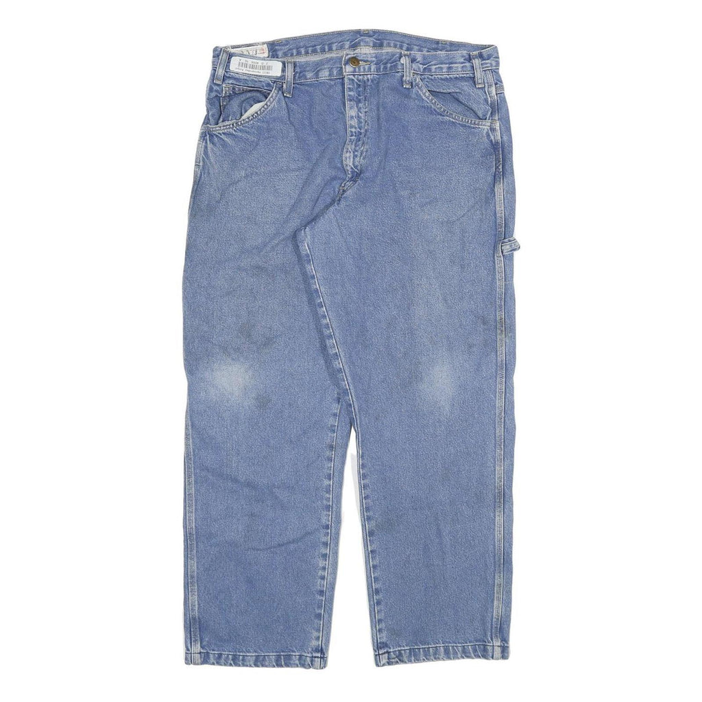 DICKIES Mens Regular Fit Blue Denim Straight Jeans W36 L29 Workwear Cotton Blend