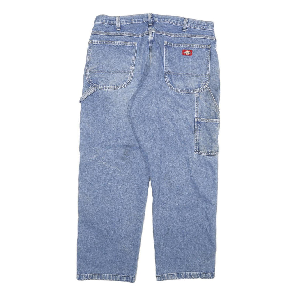 DICKIES Mens Regular Fit Blue Denim Straight Jeans W36 L29 Workwear Cotton Blend