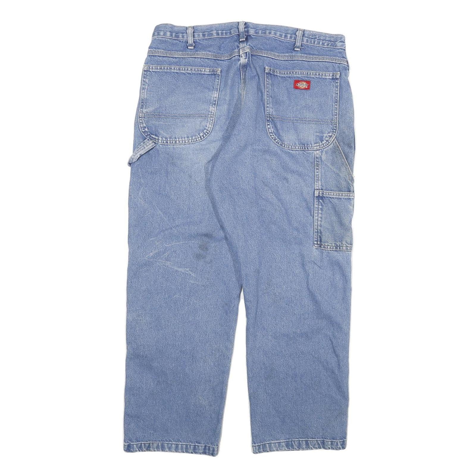 DICKIES Mens Regular Fit Blue Denim Straight Jeans W36 L29 Workwear Cotton Blend