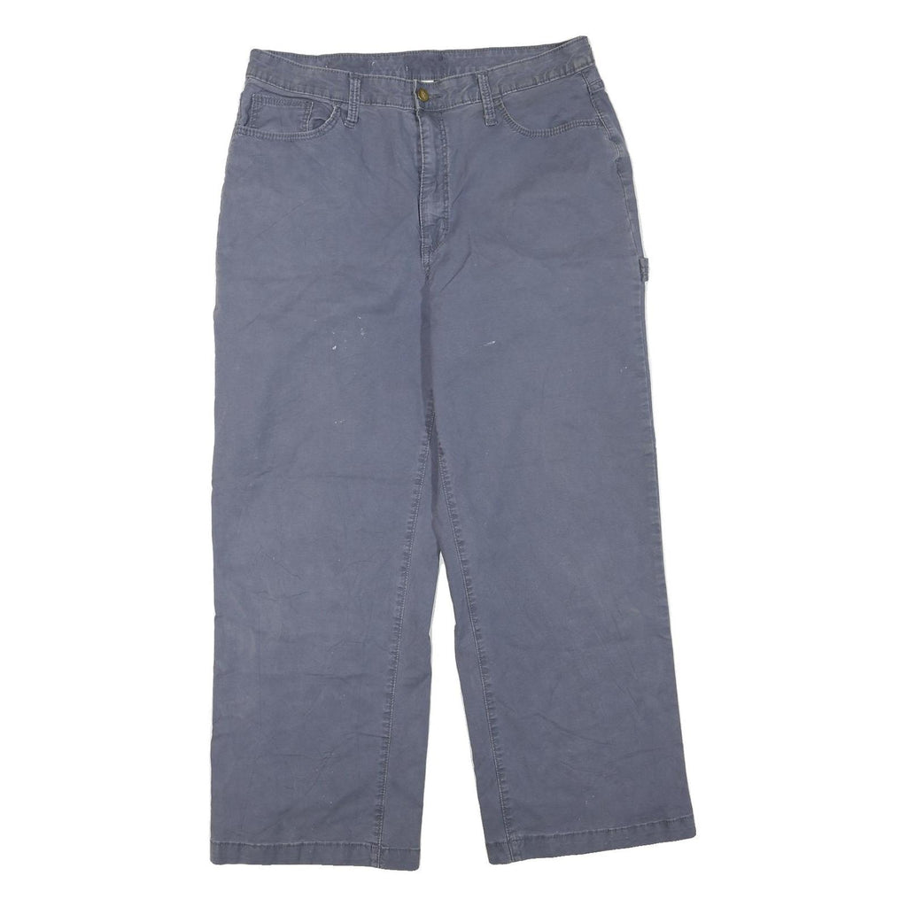 DICKIES Womens Cotton Blend Blue Regular Fit Wide-Leg Trousers W34 L27 Workwear