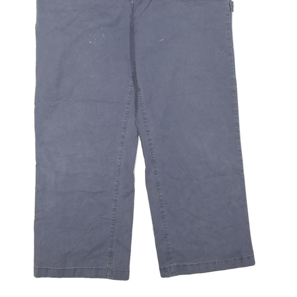 DICKIES Womens Cotton Blend Blue Regular Fit Wide-Leg Trousers W34 L27 Workwear