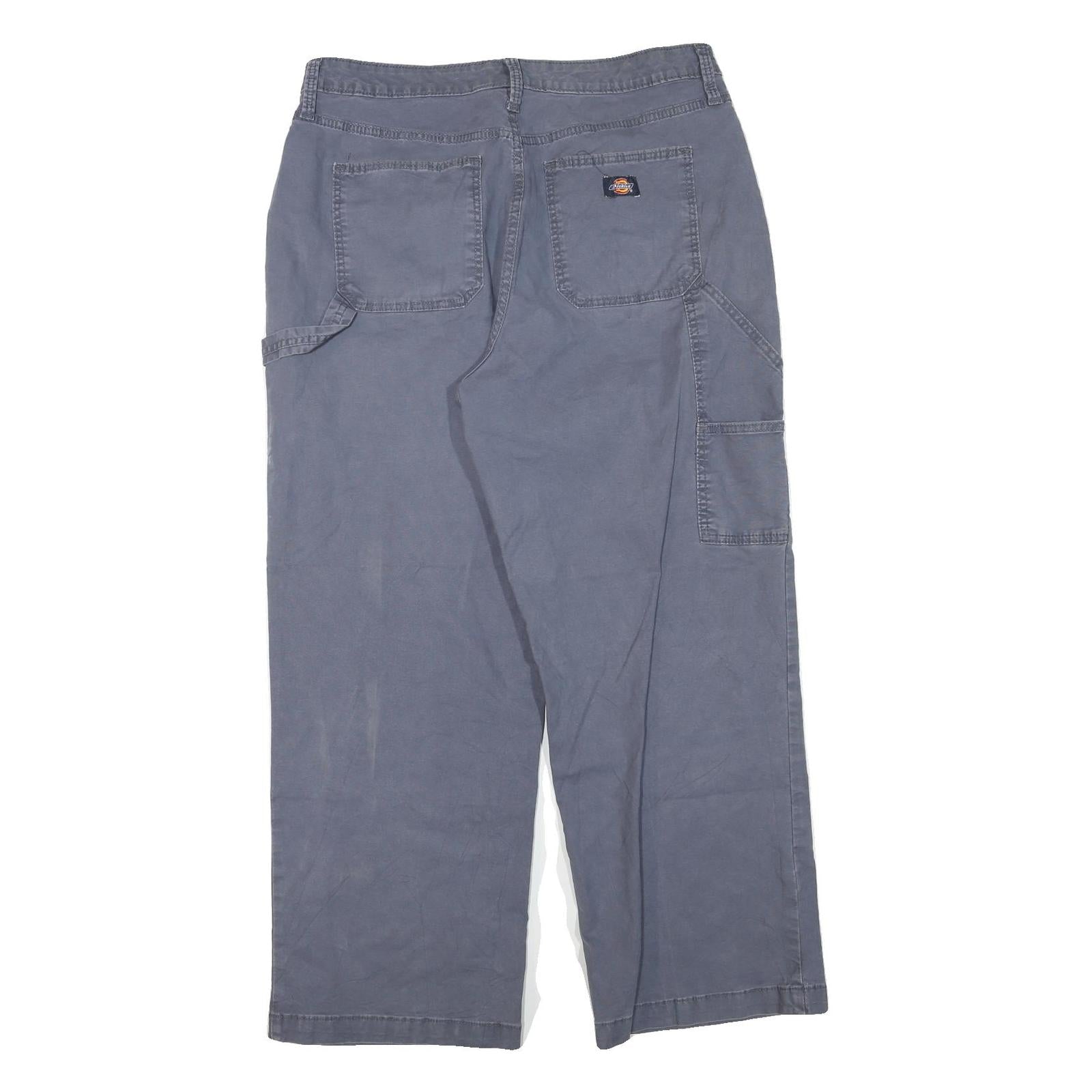DICKIES Womens Cotton Blend Blue Regular Fit Wide-Leg Trousers W34 L27 Workwear