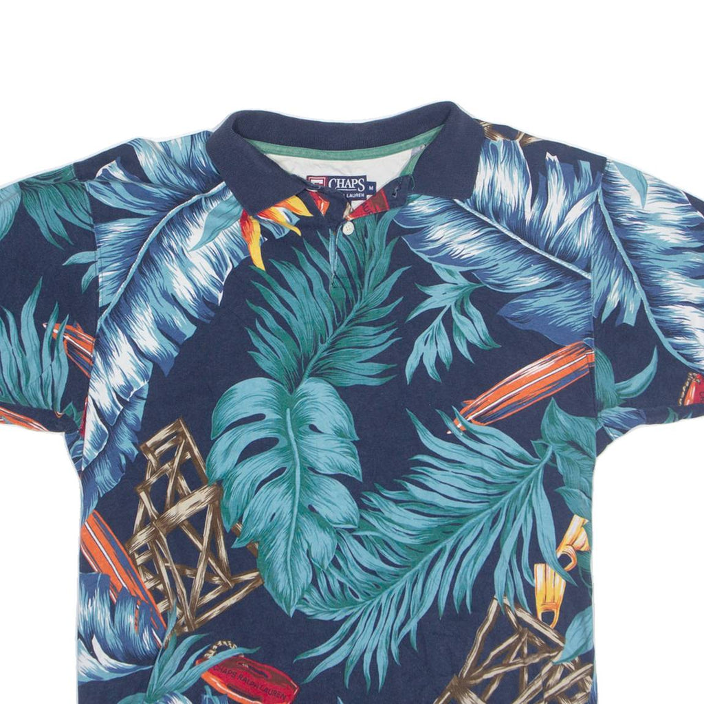 CHAPS RALPH LAUREN Hawaiian Style Mens Polo Shirt Blue Floral M