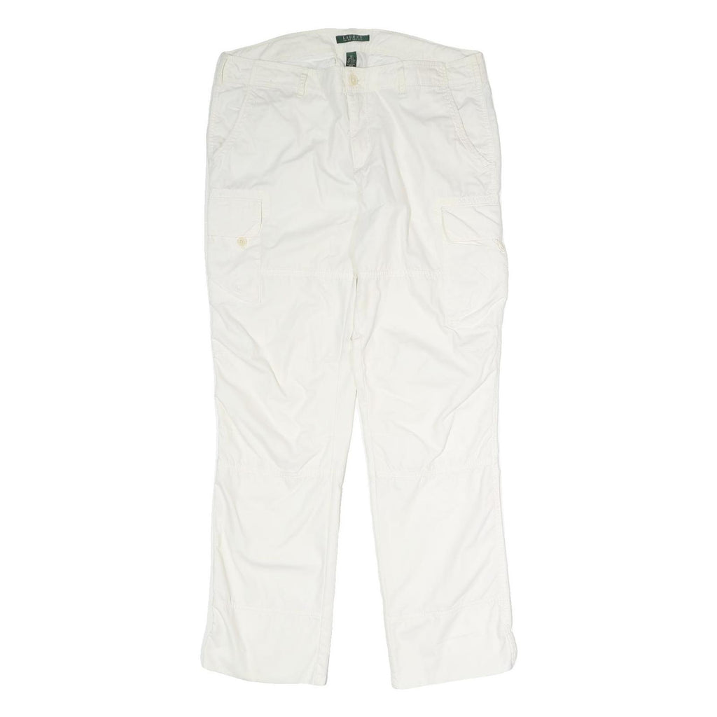 LAUREN RALPH LAUREN Womens White Regular Fit Straight Leg Trousers W34 L34