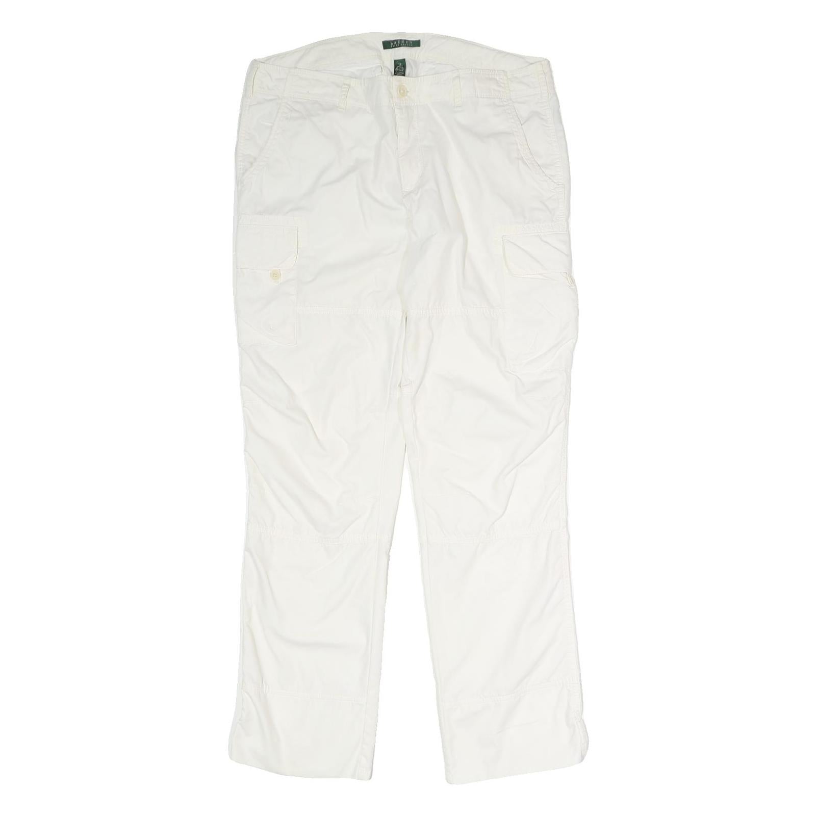 LAUREN RALPH LAUREN Womens White Regular Fit Straight Leg Trousers W34 L34