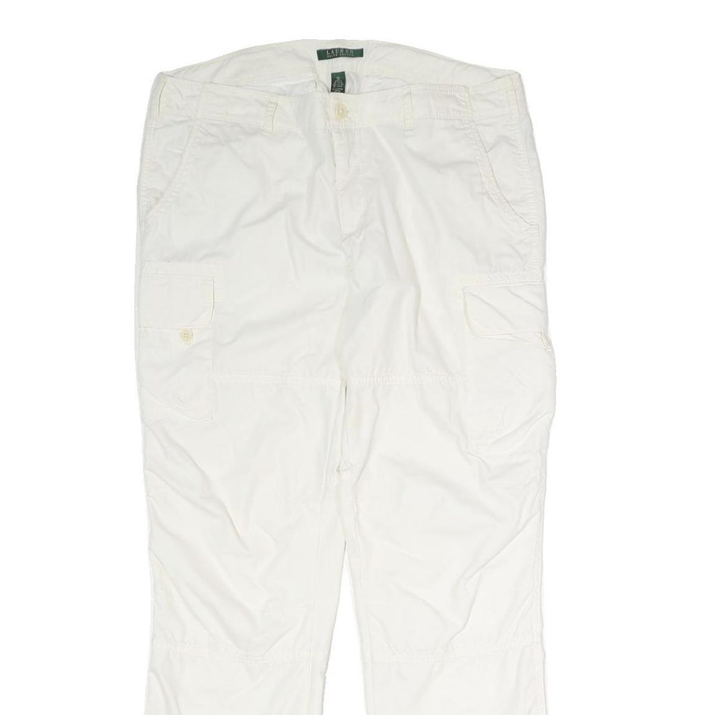 LAUREN RALPH LAUREN Womens White Regular Fit Straight Leg Trousers W34 L34