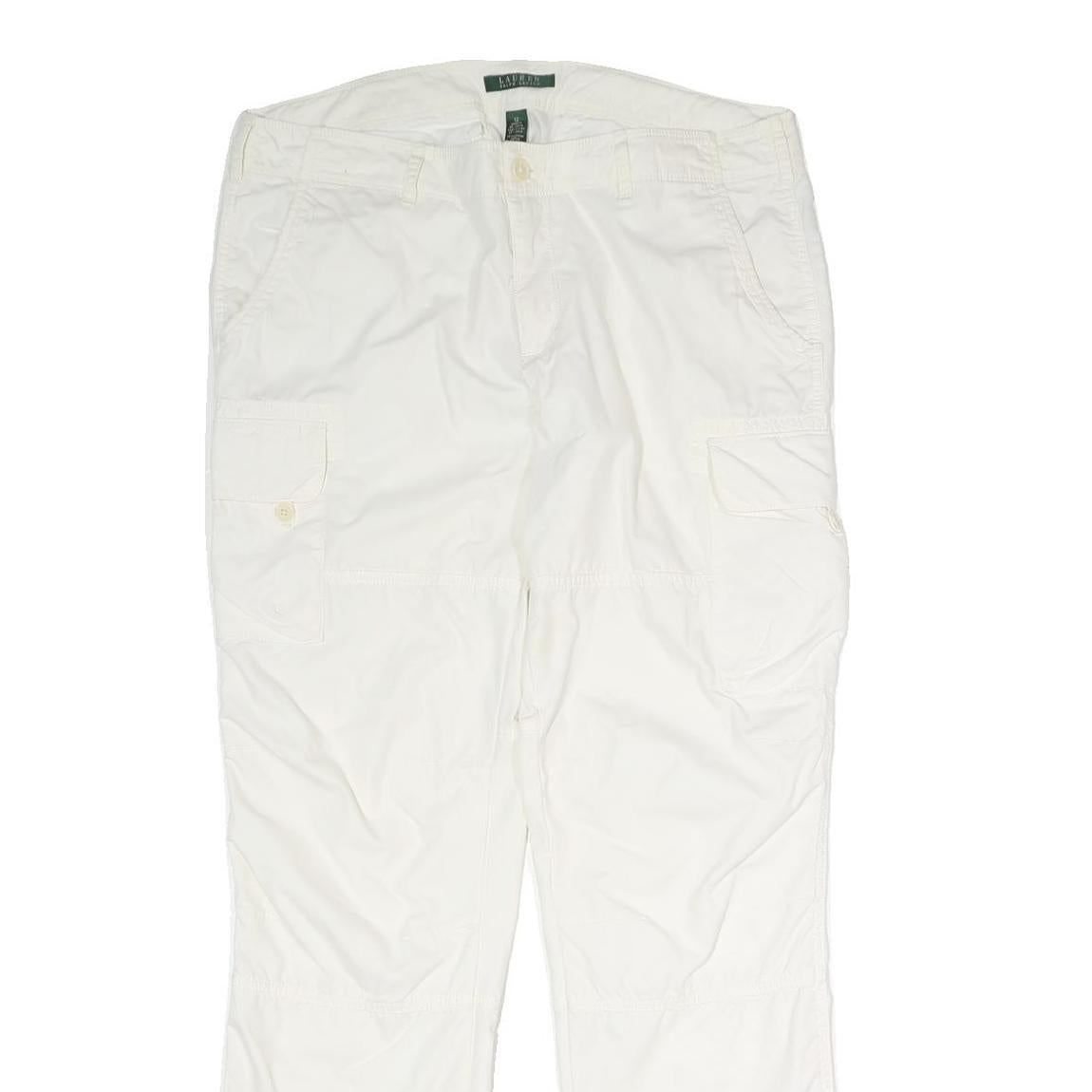 LAUREN RALPH LAUREN Womens White Regular Fit Straight Leg Trousers W34 L34