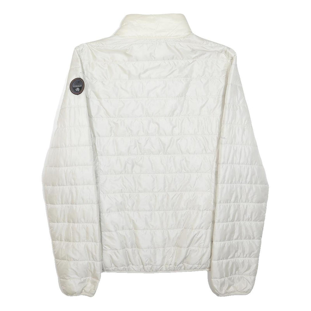 NAPAPIJRI Womens White Quilted Jacket S Polyester Lightweight Zip Front
