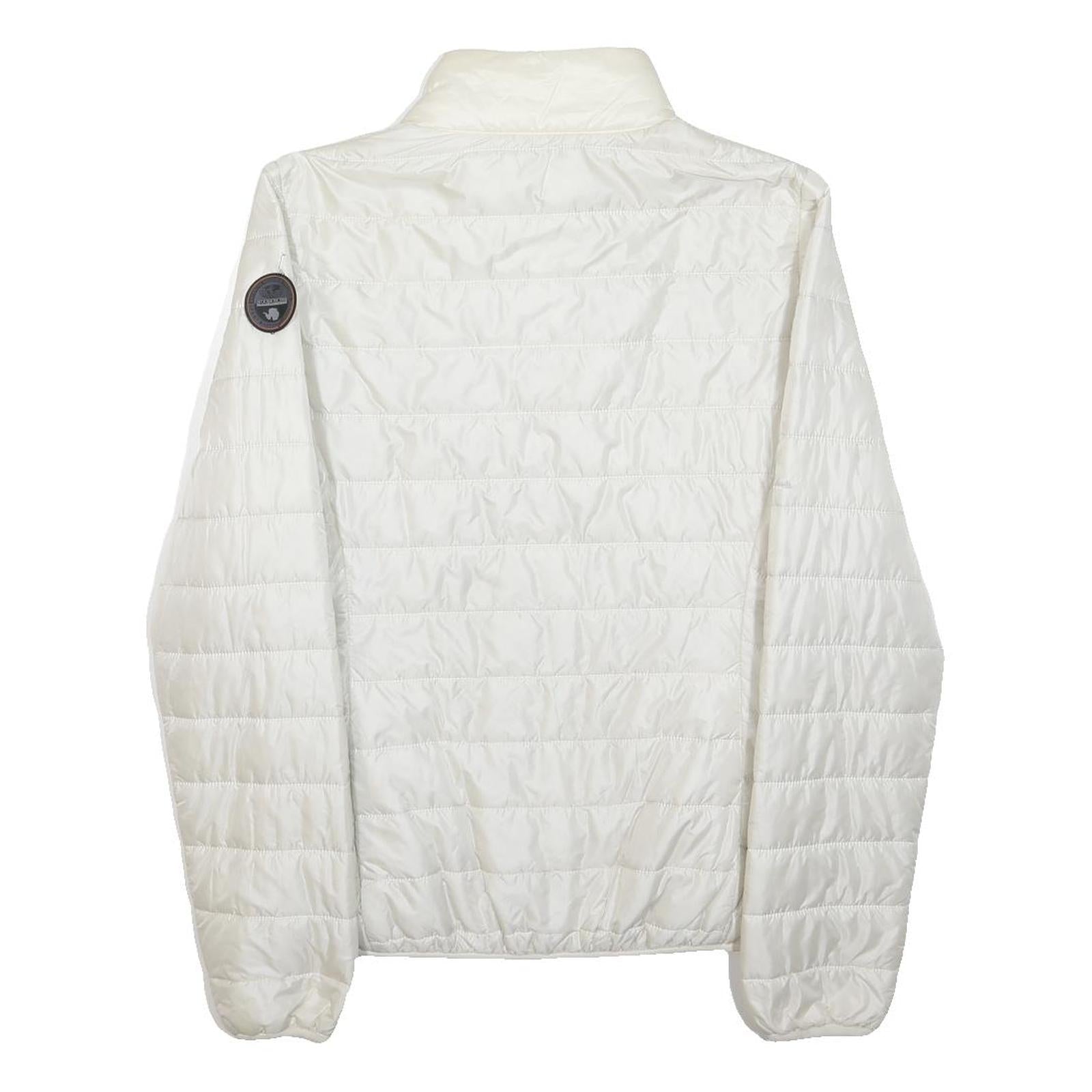 NAPAPIJRI Womens White Quilted Jacket S Polyester Lightweight Zip Front