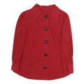 Womens Red Basic Shirt Long Sleeve Collared Plain M Button Detail