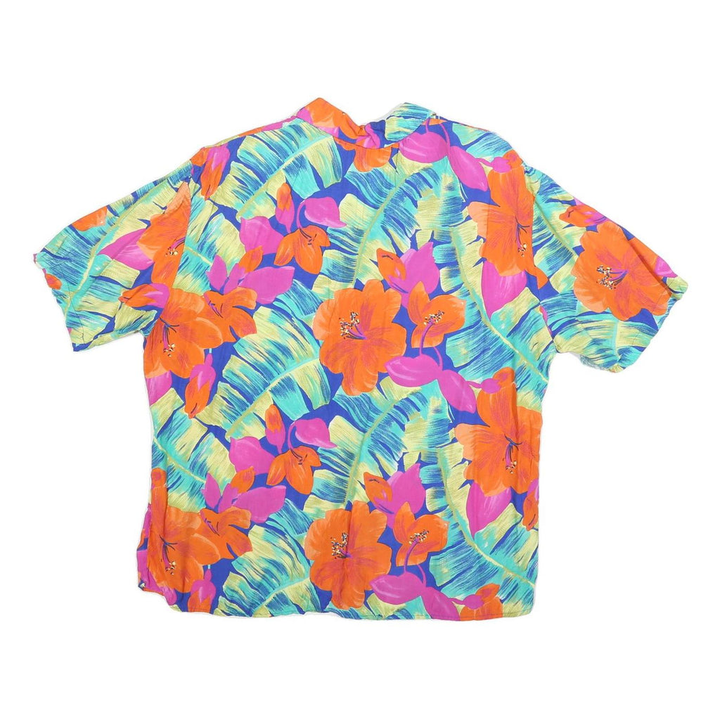 MAGGIE MCNAUGHTON Womens Orange & Pink Floral Shirt Short Sleeve Collared XL