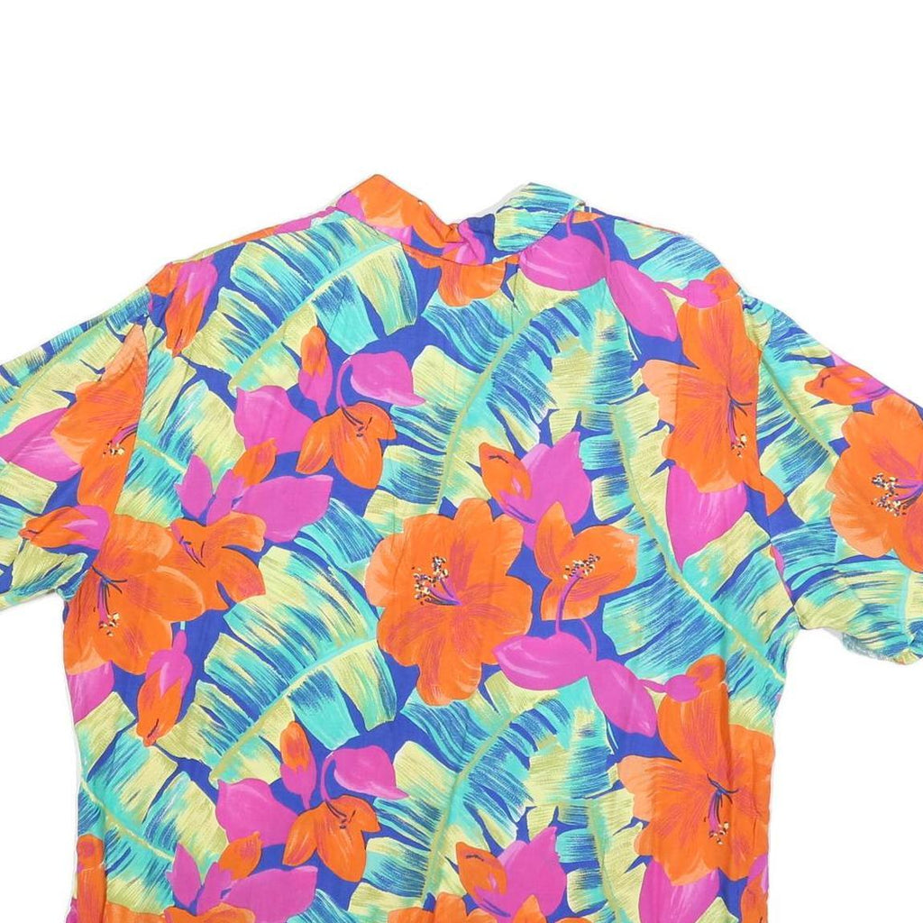 MAGGIE MCNAUGHTON Womens Orange & Pink Floral Shirt Short Sleeve Collared XL