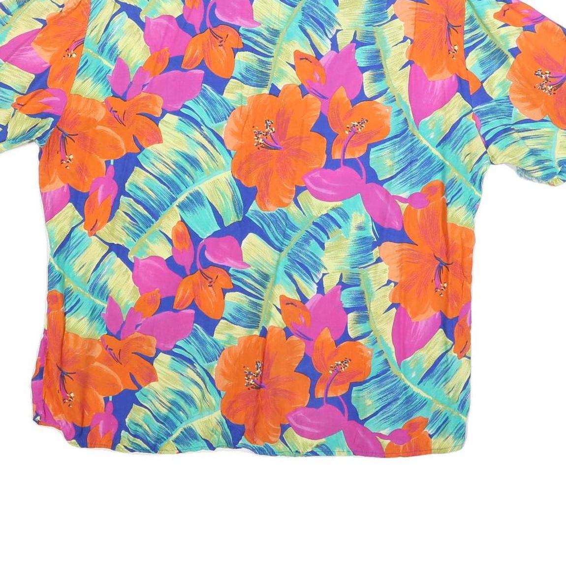 MAGGIE MCNAUGHTON Womens Orange & Pink Floral Shirt Short Sleeve Collared XL