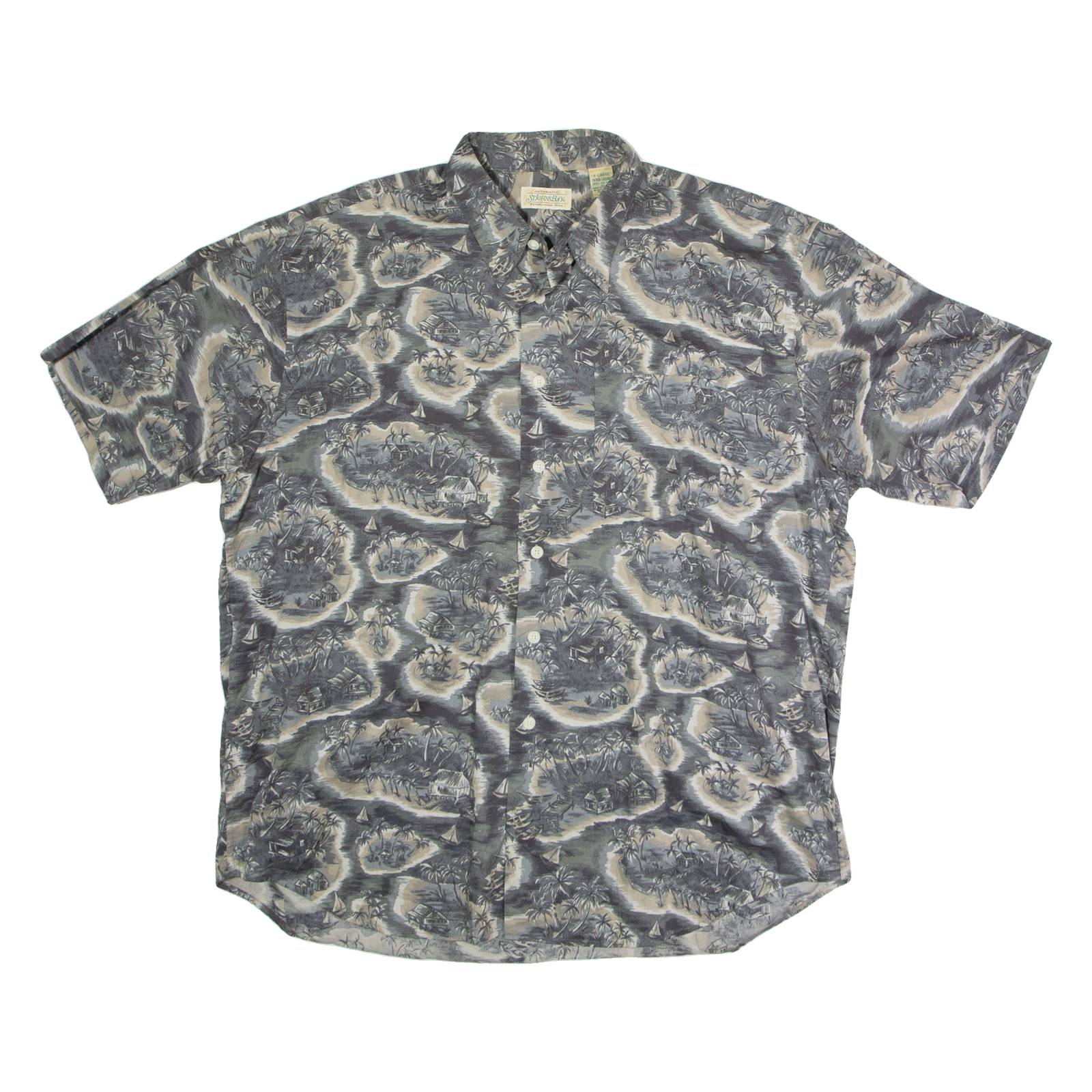 ST JOHN'S BAY Mens Shirt Grey Crazy Pattern XL