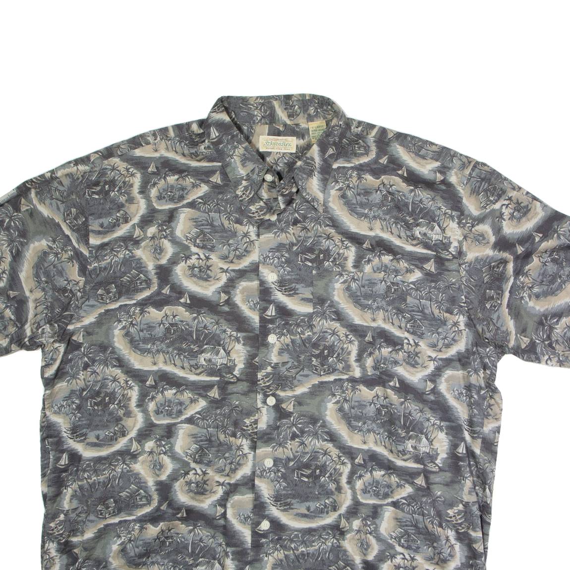 ST JOHN'S BAY Mens Shirt Grey Crazy Pattern XL