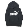 PUMA Girls Black Hoodie 7Y Cotton Blend Pullover Logo Sweatshirt