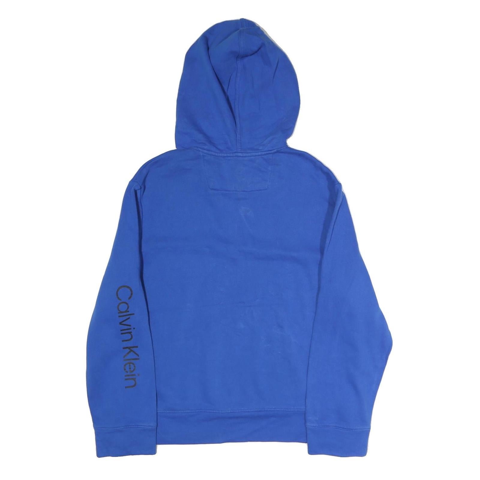 CALVIN KLEIN JEANS Mens Blue & Black Hoodie M Cotton Pullover Casual Wear