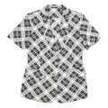 Womens Black & White Button Jacket M Woven Check Short Sleeve Classic Fit