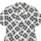 Womens Black & White Button Jacket M Woven Check Short Sleeve Classic Fit