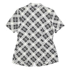 Womens Black & White Button Jacket M Woven Check Short Sleeve Classic Fit