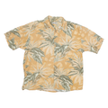 HOLIS RIVER Mens Beige & Green Tropical Print Shirt L Short Sleeve Casual Summer