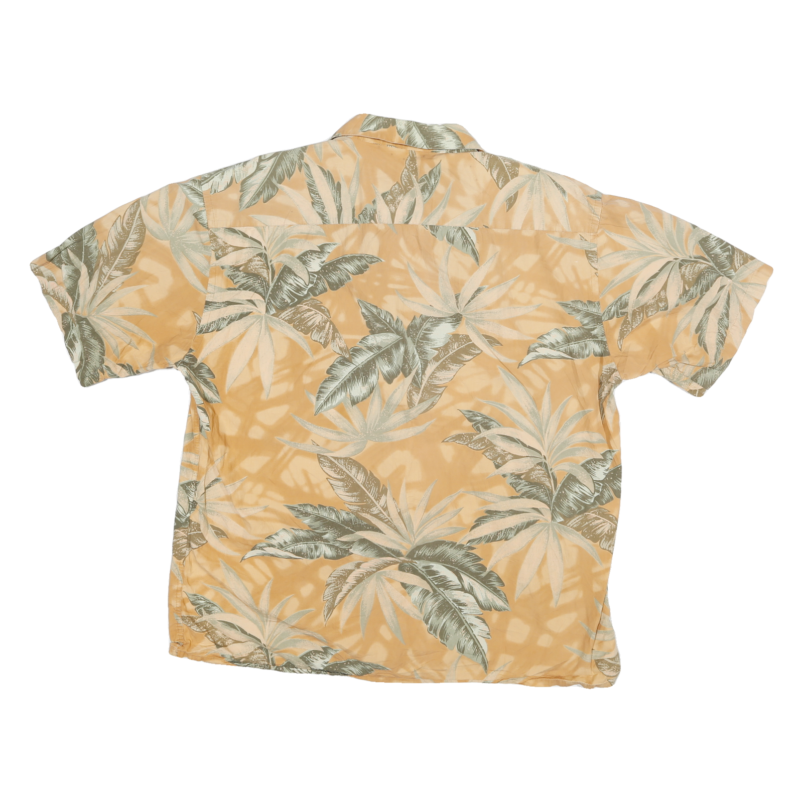 HOLIS RIVER Mens Beige & Green Tropical Print Shirt L Short Sleeve Casual Summer