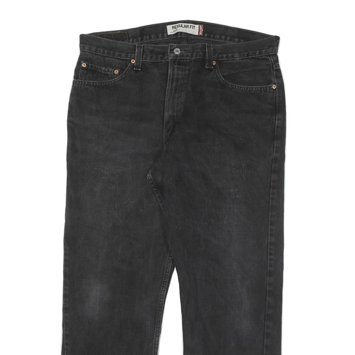 LEVI'S 505 Mens Jeans Black Regular Straight Denim Medium W38 L30 Classic Fit