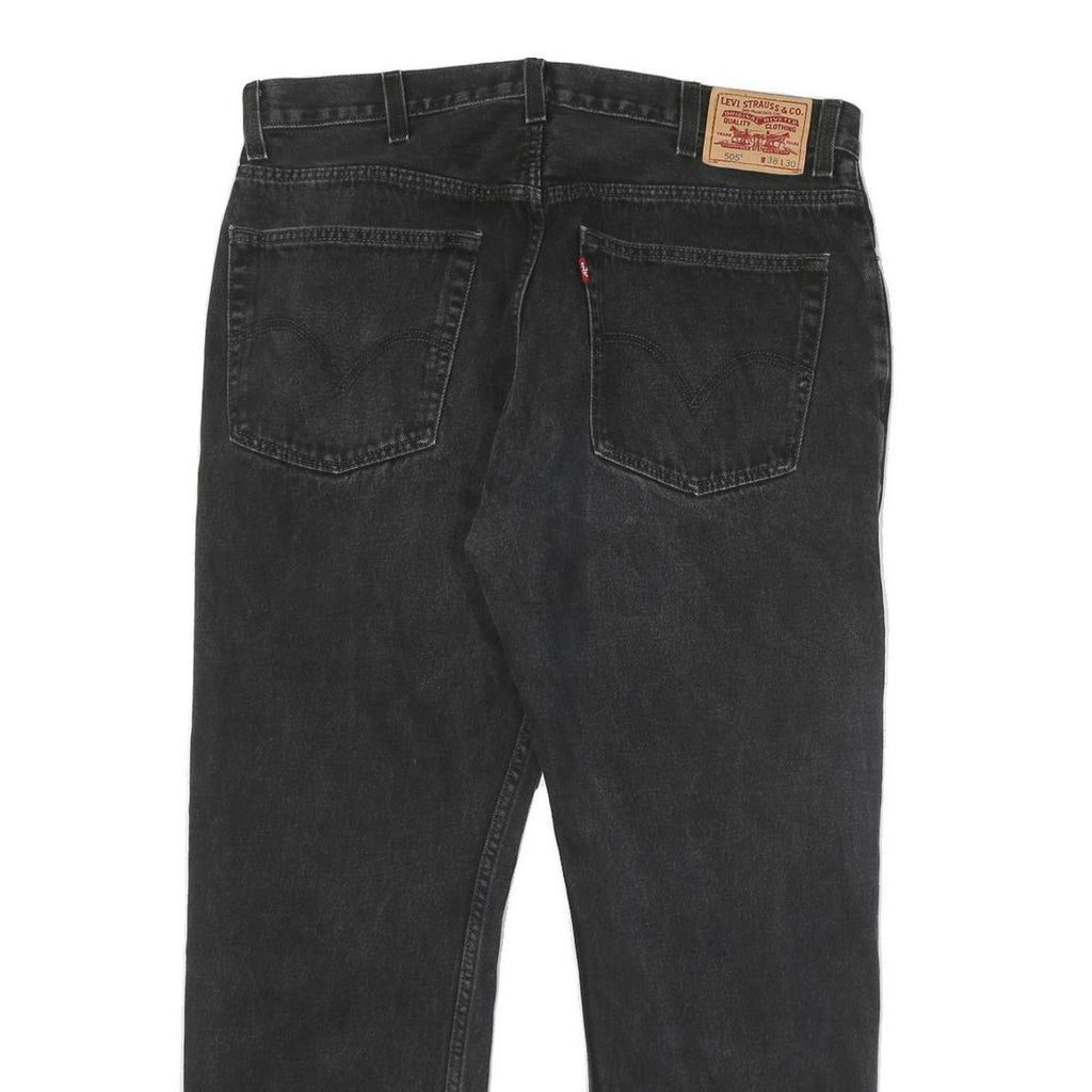 LEVI'S 505 Mens Jeans Black Regular Straight Denim Medium W38 L30 Classic Fit