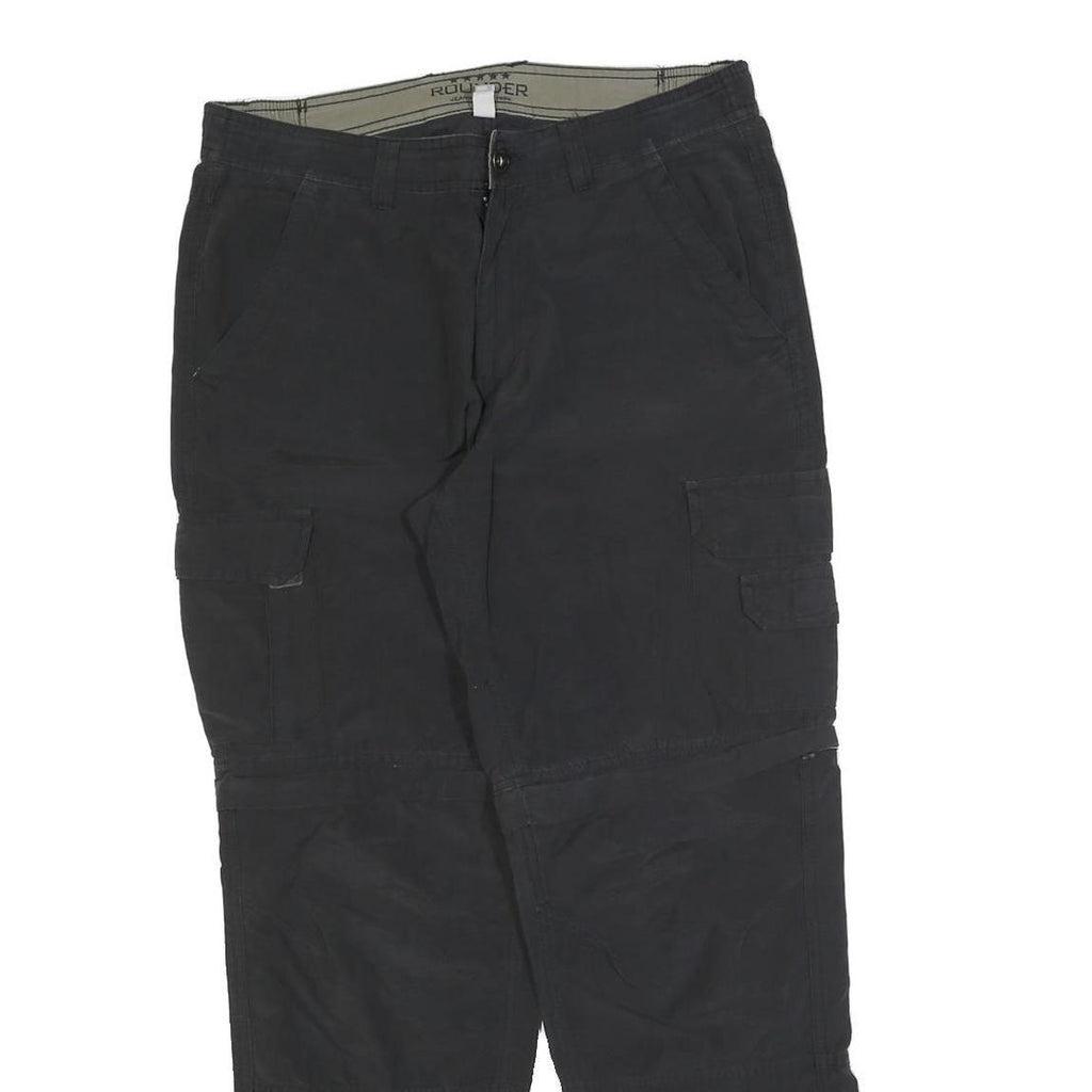 ROUNDER Mens Regular Black Cotton Blend Cargo Trousers W32 L30 Utility Pocket