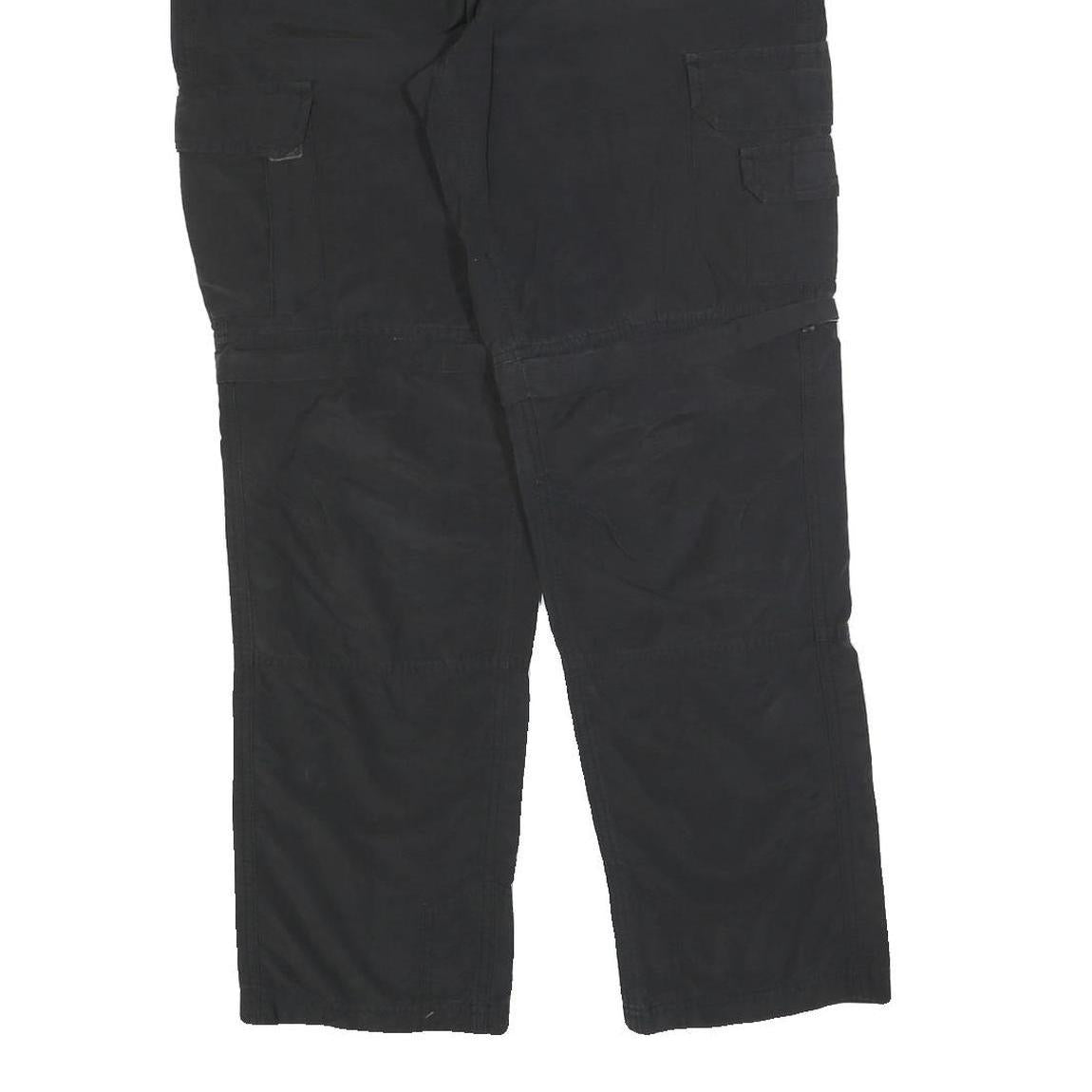 ROUNDER Mens Regular Black Cotton Blend Cargo Trousers W32 L30 Utility Pocket