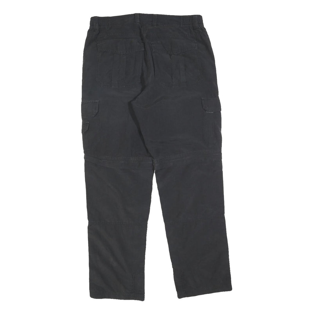 ROUNDER Mens Regular Black Cotton Blend Cargo Trousers W32 L30 Utility Pocket