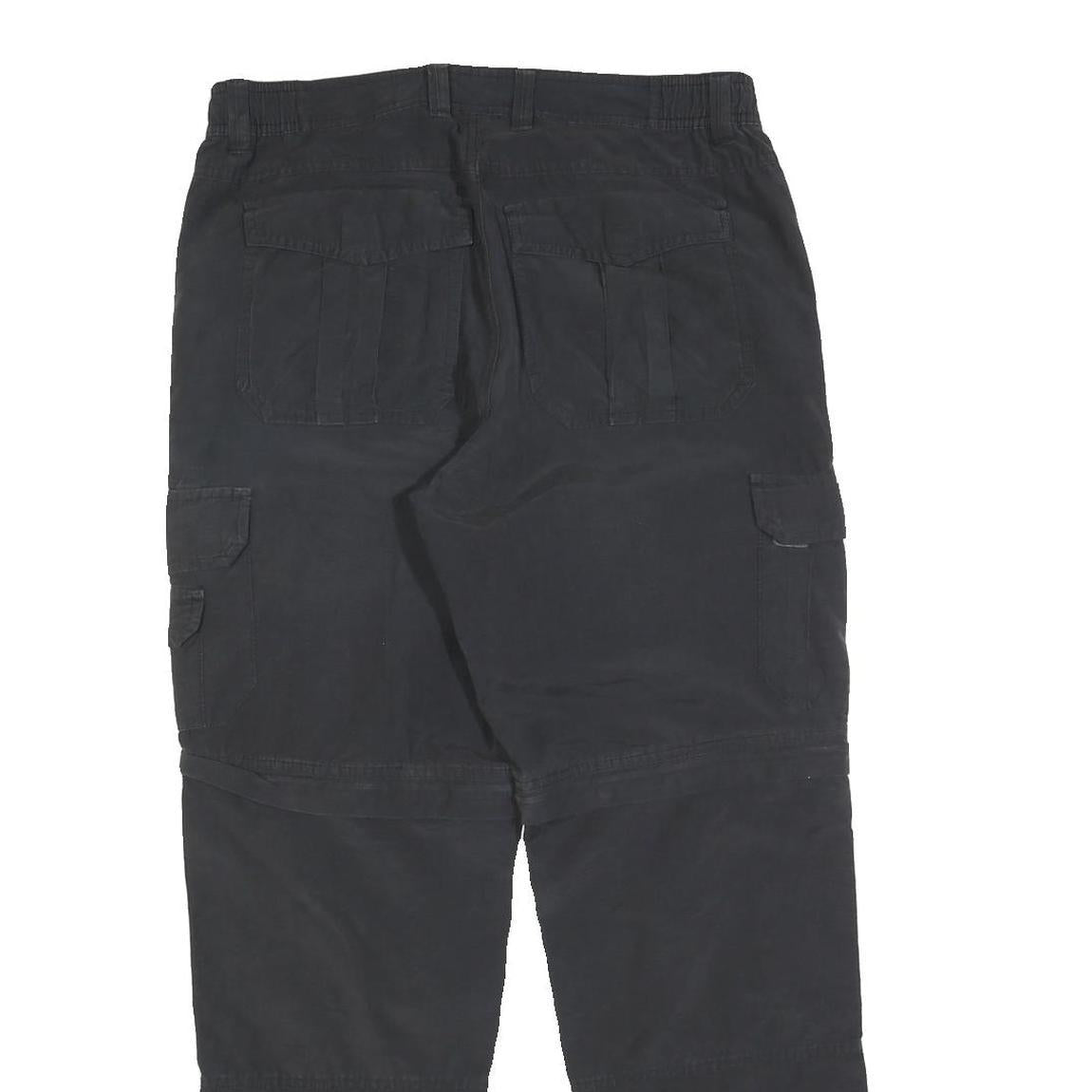 ROUNDER Mens Regular Black Cotton Blend Cargo Trousers W32 L30 Utility Pocket