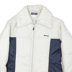 REEBOK Womens White & Navy Zip Jacket M Polyester Blend Plain Casual Sportswear