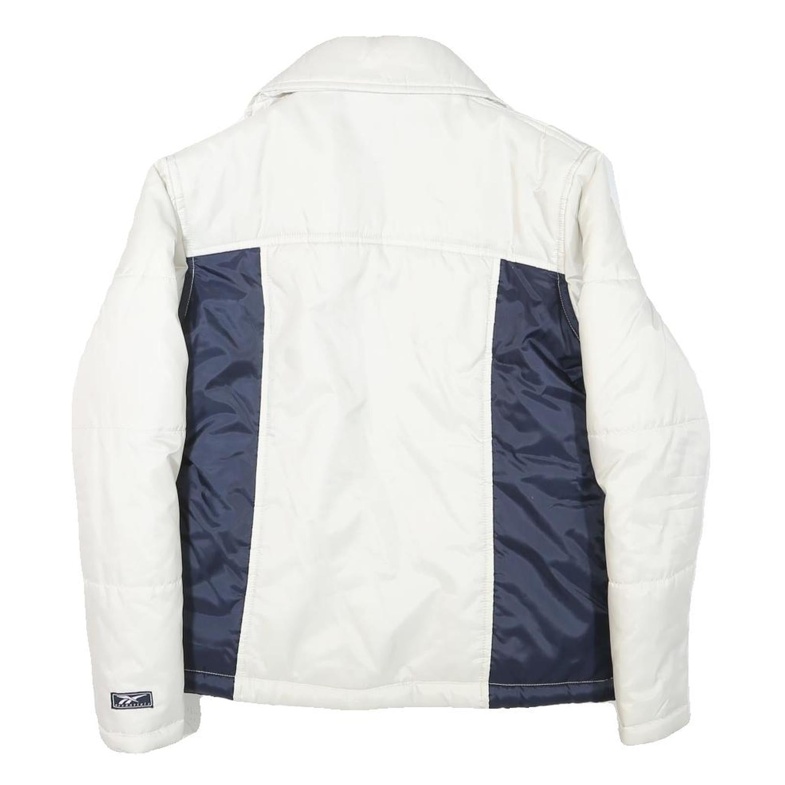 REEBOK Womens White & Navy Zip Jacket M Polyester Blend Plain Casual Sportswear