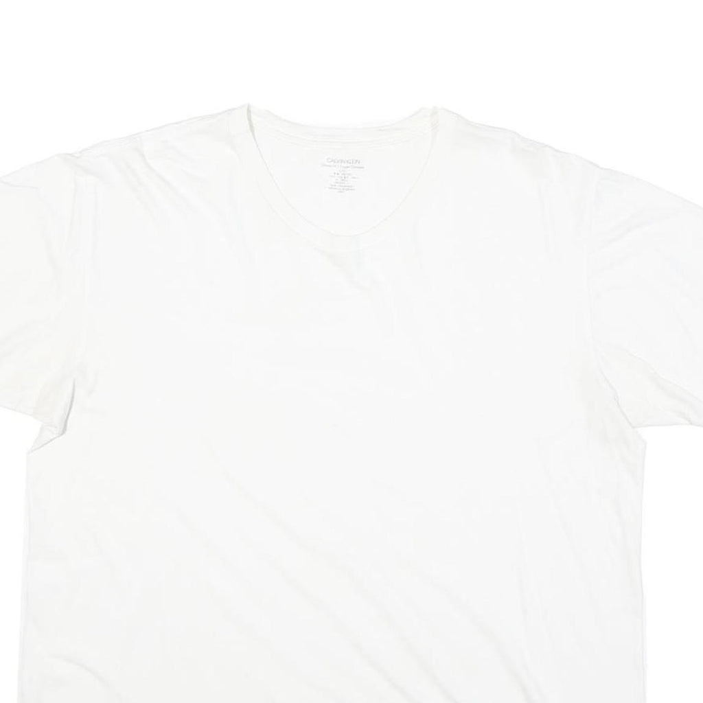 CALVIN KLEIN JEANS Mens White L Cotton Blend T-Shirt Short Sleeve Crew Neck