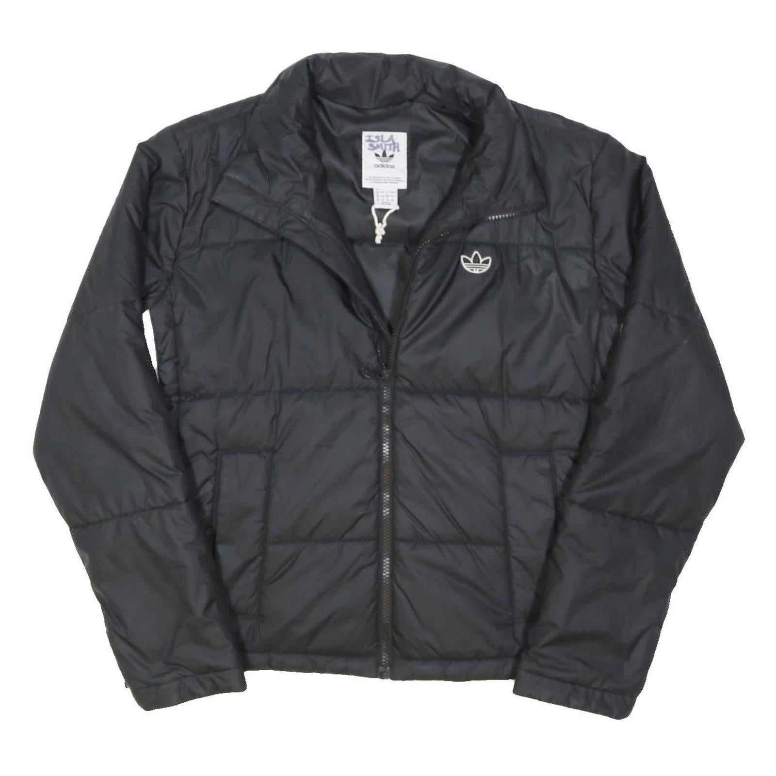 ADIDAS ORIGINALS Womens Black Puffer Jacket UK 8 Polyester Blend Zip Up Casual