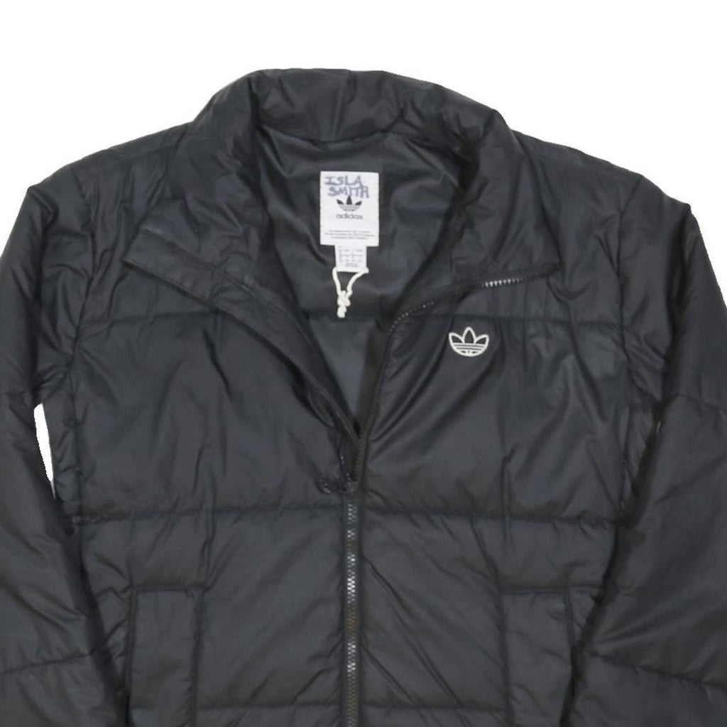 ADIDAS ORIGINALS Womens Black Puffer Jacket UK 8 Polyester Blend Zip Up Casual