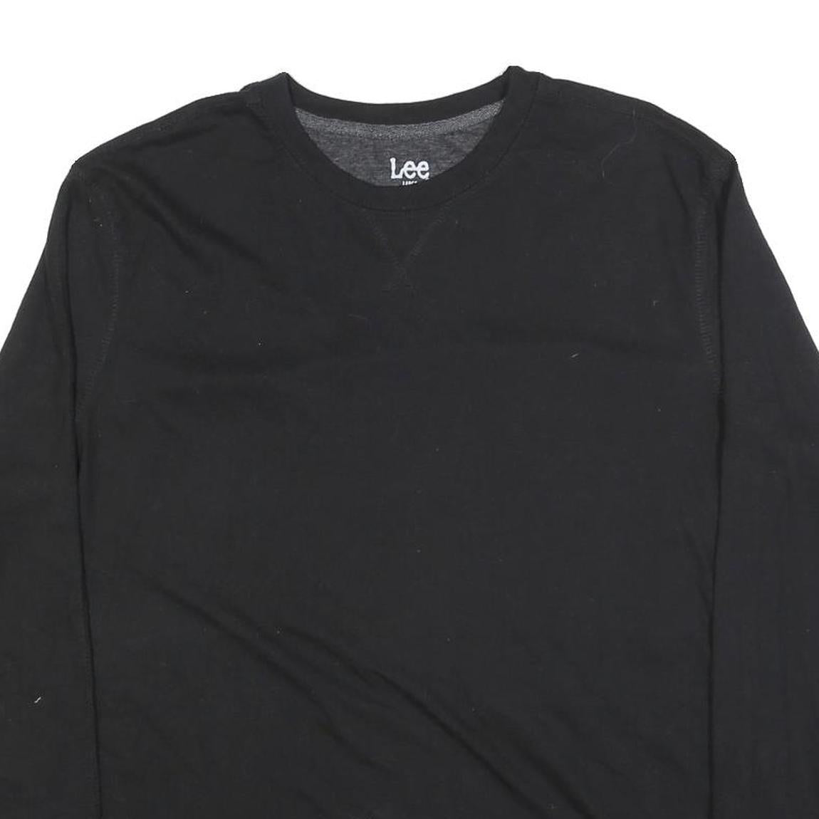 LEE Mens Black Long Sleeve Cotton Blend T-Shirt Crew Neck Classic Fit L
