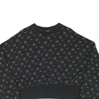 NIKE Womens Black Cotton Blend Crew Neck M All Over Print Sweatshirt Cropped