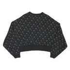 NIKE Womens Black Cotton Blend Crew Neck M All Over Print Sweatshirt Cropped