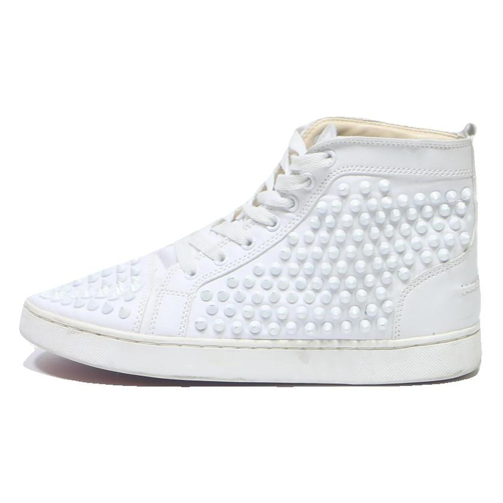 CHRISTIAN LOUBOUTIN Louis Junior Spikes Orlato Womens High Top Trainers White