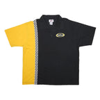 PACE RACE WEAR Mens Black & Yellow Racing Checkered Short Sleeve Polo Shirt XL