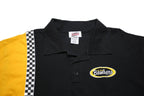 PACE RACE WEAR Mens Black & Yellow Racing Checkered Short Sleeve Polo Shirt XL