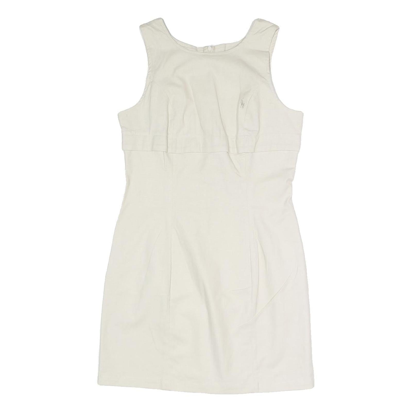 POLO RALPH LAUREN Womens White Cotton Blend Sleeveless Day Dress L Classic Fit