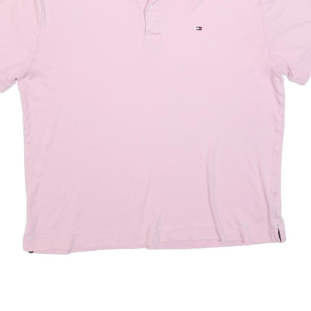 TOMMY HILFIGER Mens Pink Short Sleeve Plain Polo Shirt L Casual Cotton Blend