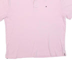 TOMMY HILFIGER Mens Pink Short Sleeve Plain Polo Shirt L Casual Cotton Blend