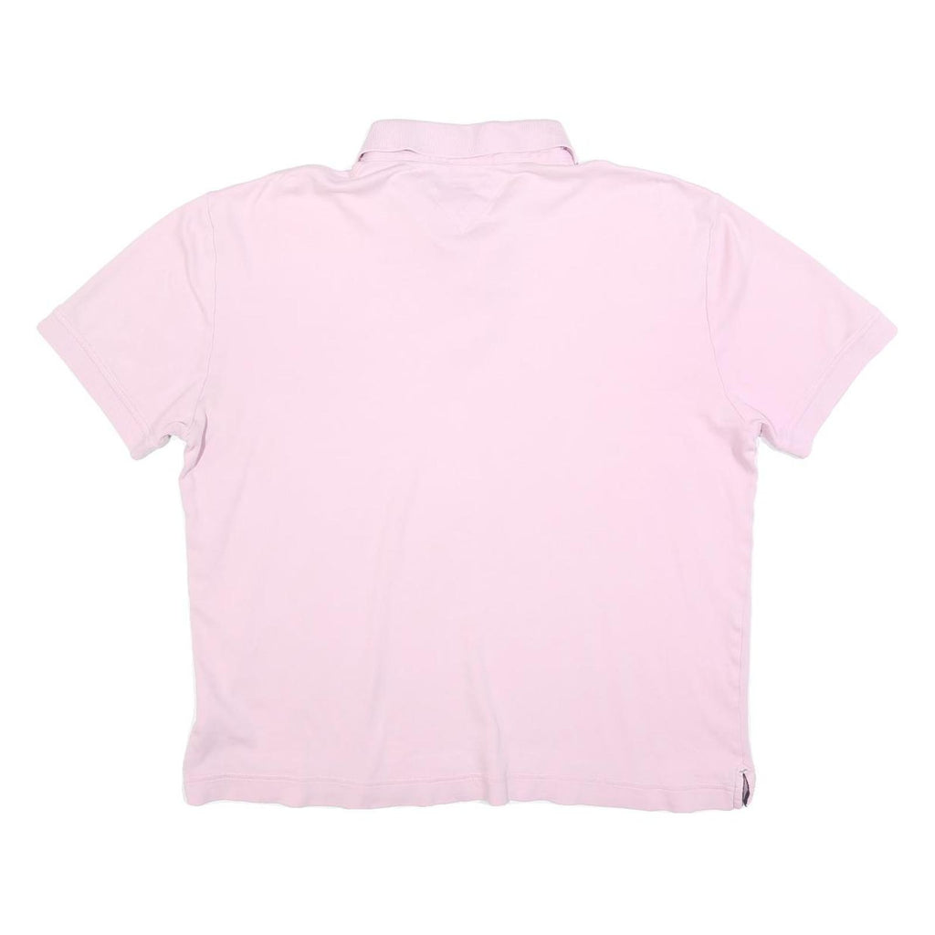TOMMY HILFIGER Mens Pink Short Sleeve Plain Polo Shirt L Casual Cotton Blend